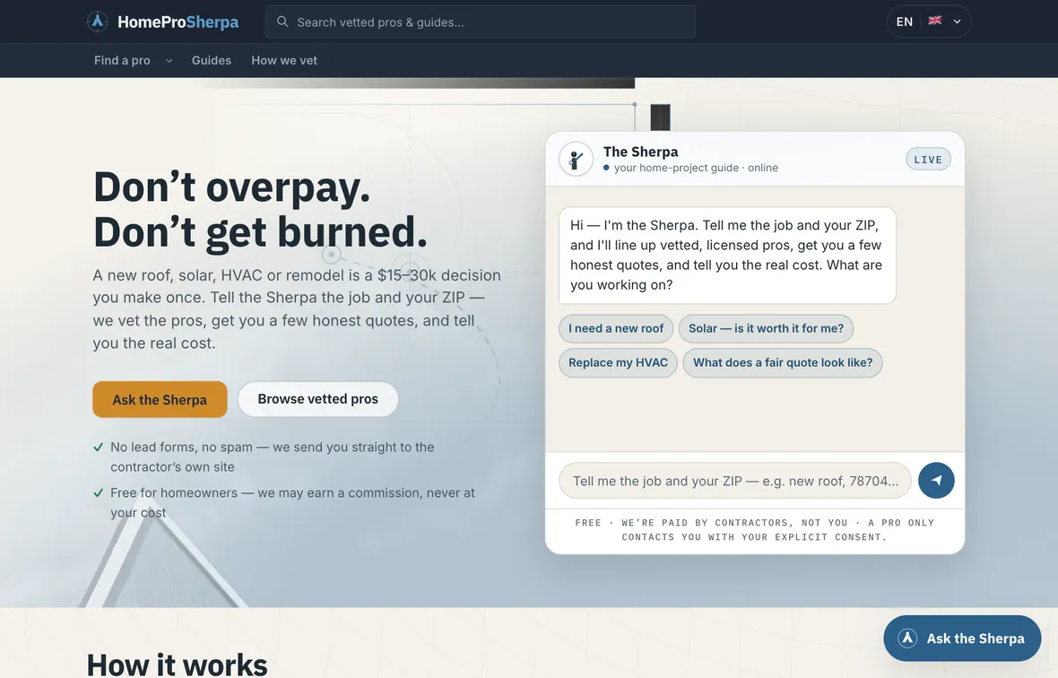 HomeProSherpa — homepage