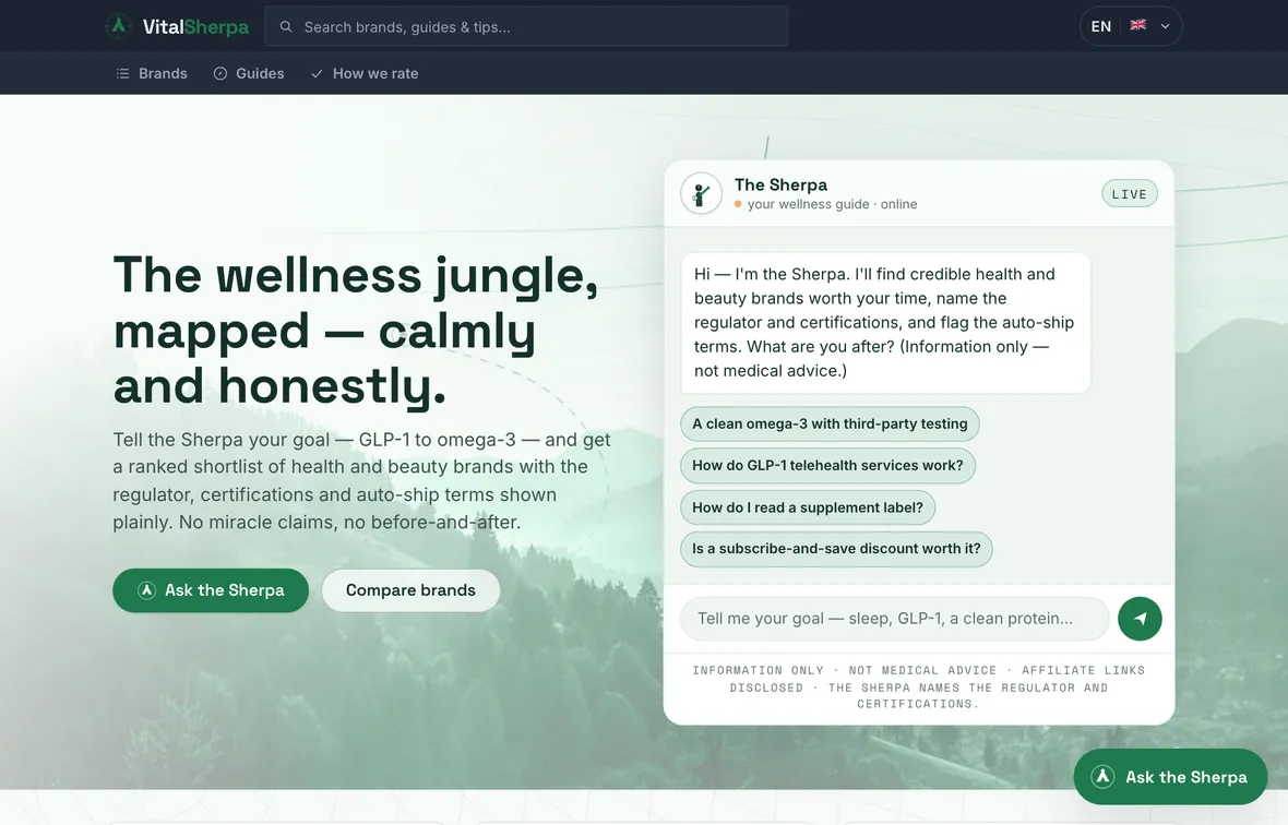 VitalSherpa — homepage