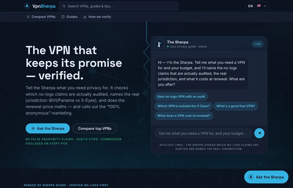 VPNSherpa — homepage